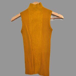 The Ribbed Turtleneck Tank Top Yellow